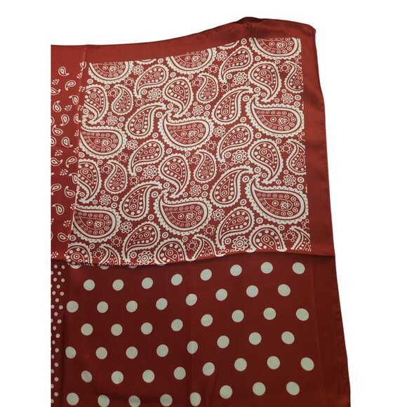 Red Patchwork Paisley Polka Dot Handkerchief Bandana 20" Retro Scarf Square - Picture 6 of 13
